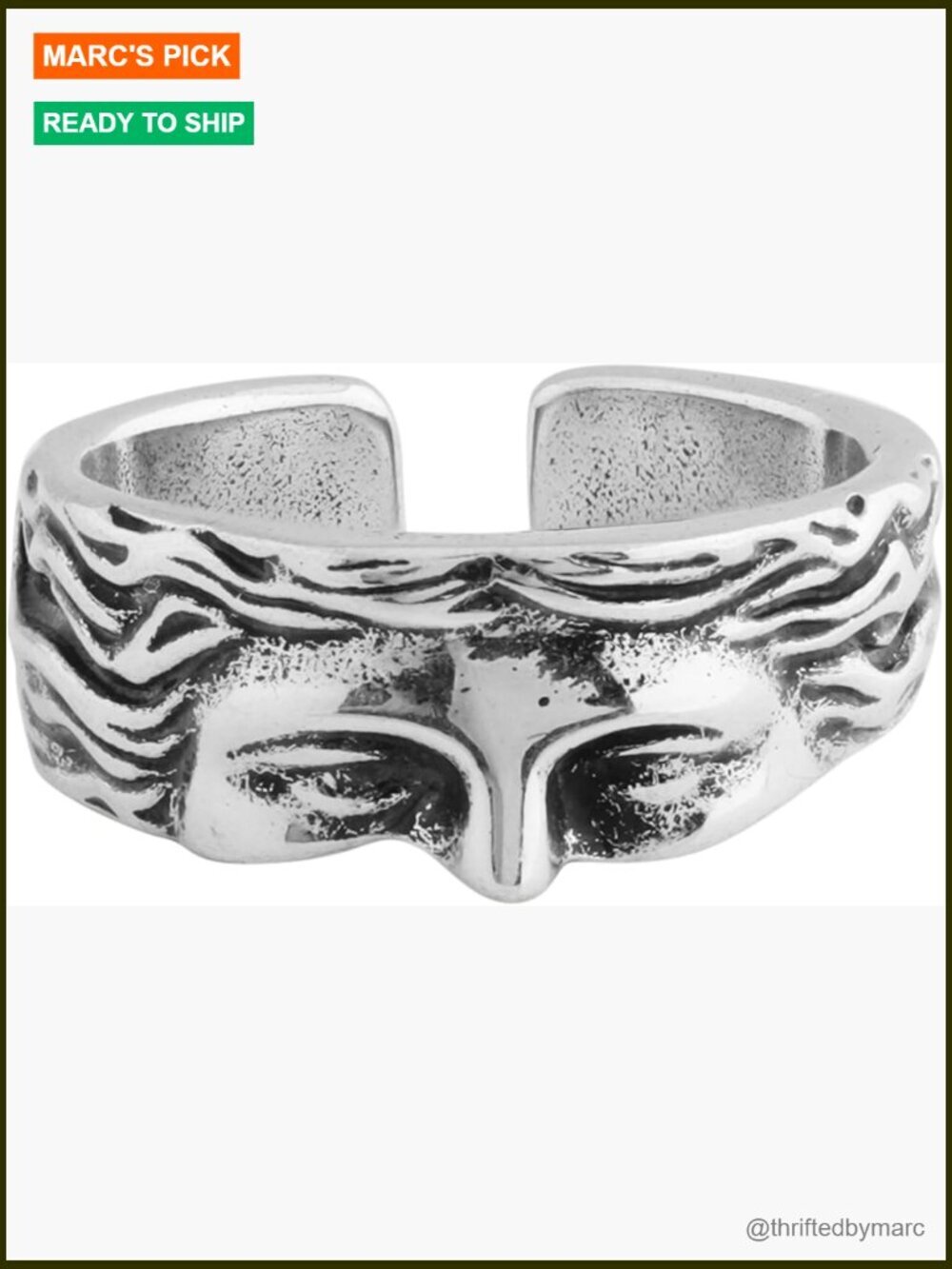 Adjustable Gothic Punk Face Ring Statement Jewelry
